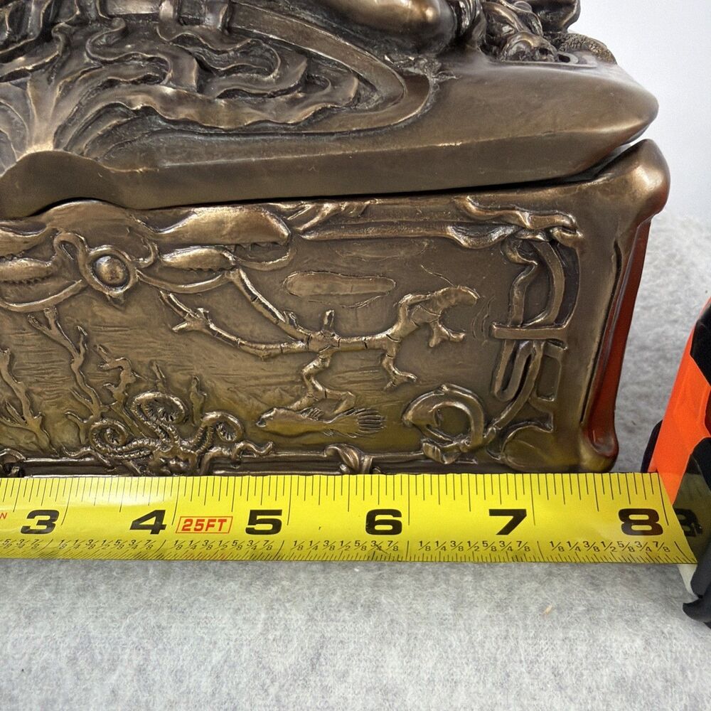 Vintage Sirens Style Casket Jewelry Trinket Box with Woman Figure on the Lid - Picture 9 of 10